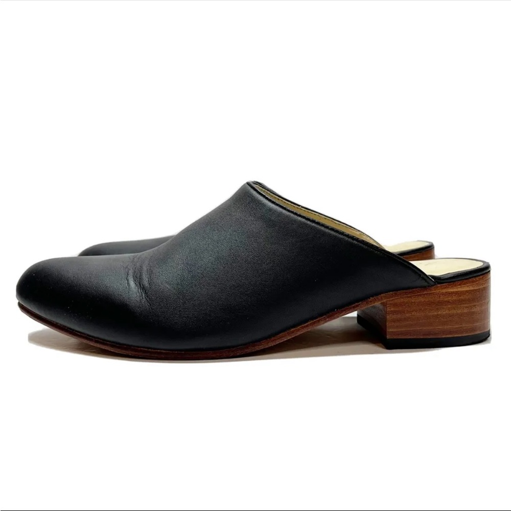 Nisolo Black Leather Lima Slip On Flat Mules Size 8.5